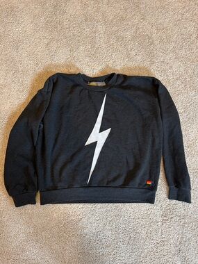 Aviator Nation Black Lightning Bolt Crewneck Sweatshirt